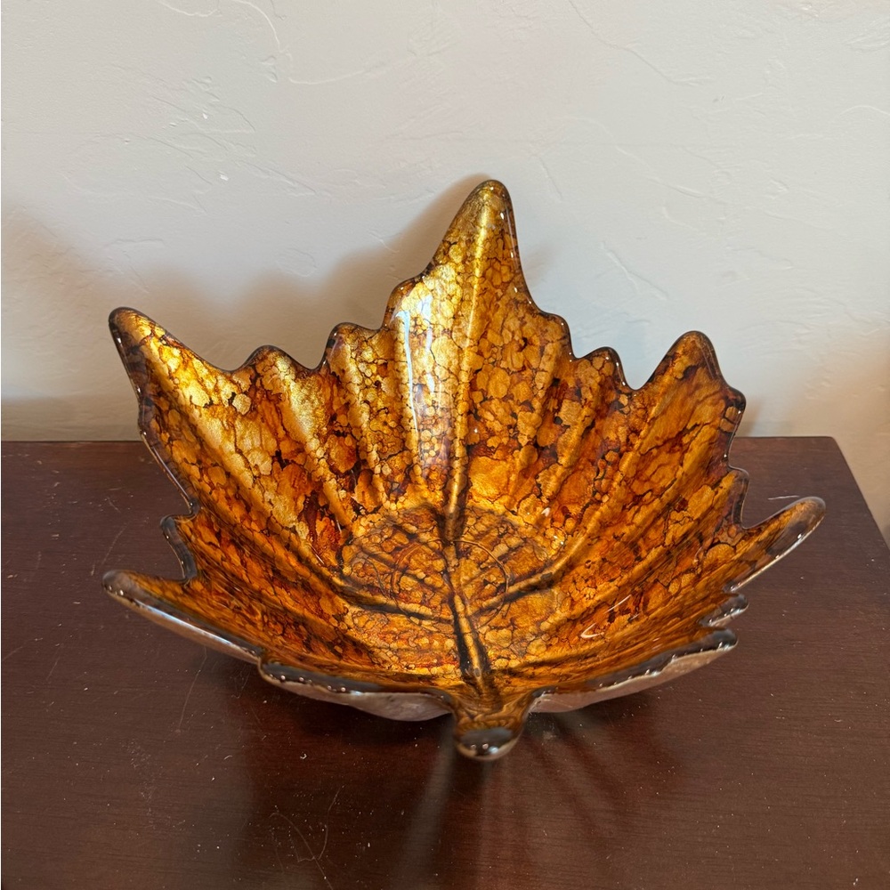 Autumn Leaf Decorative Glass Bowl Candy trinket